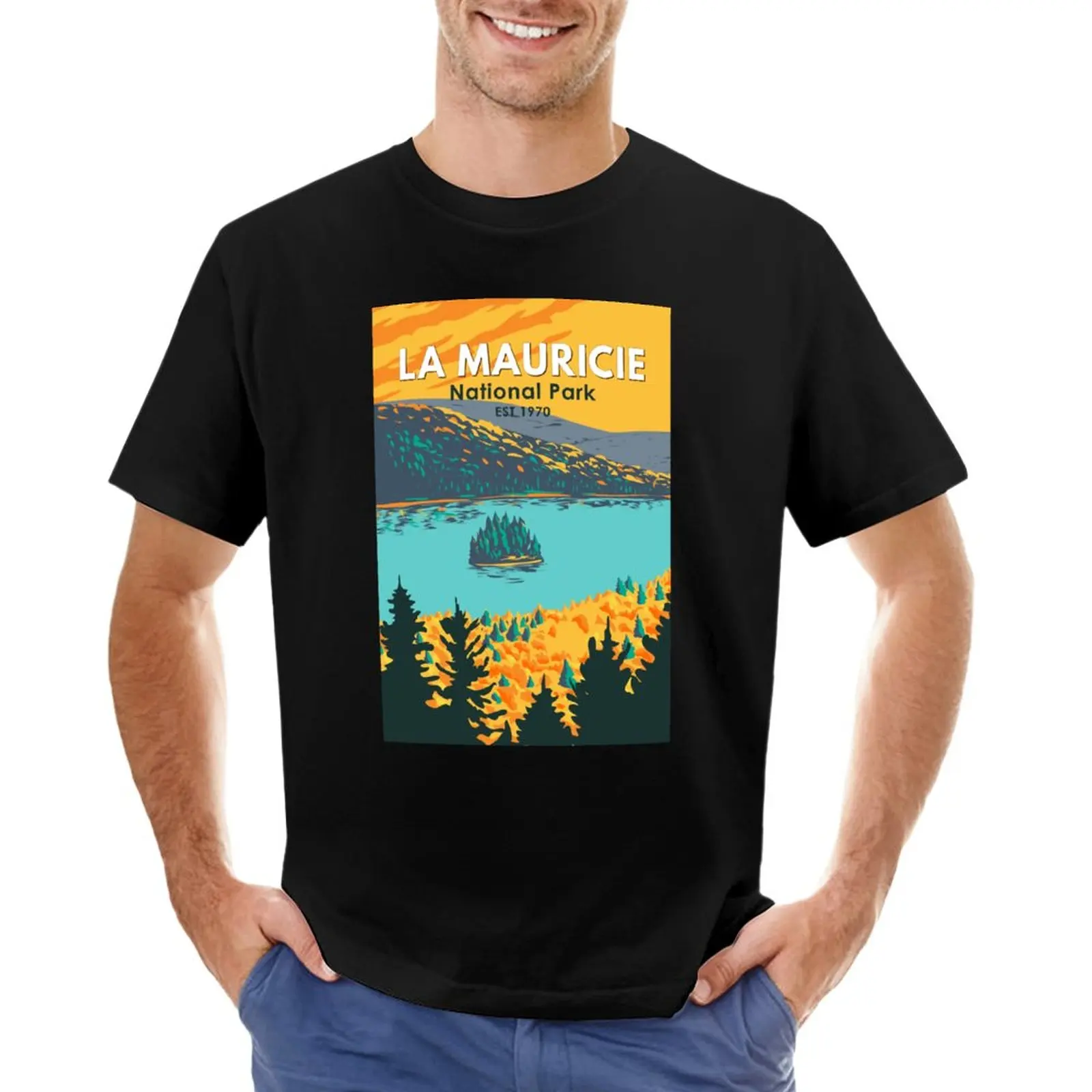 

La Mauricie National Park Travel Art Vintage T-Shirt Tee shirt mens graphic t-shirts big and tall