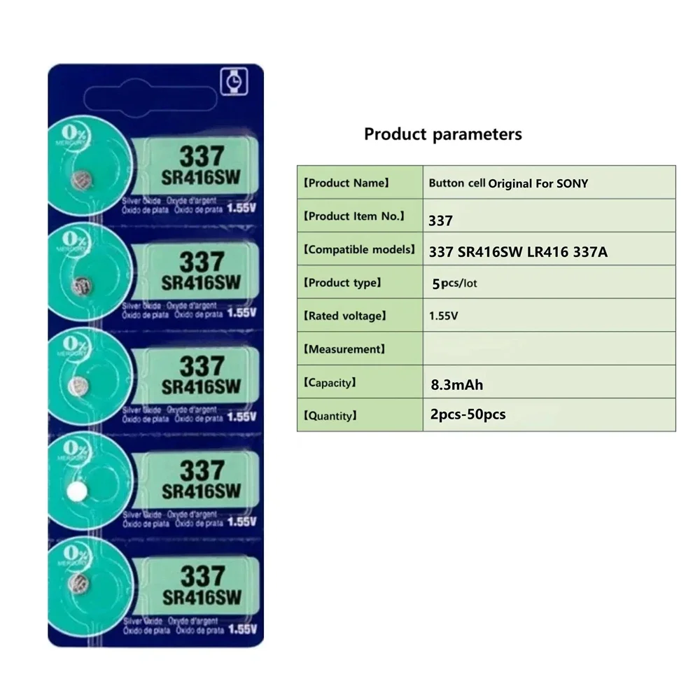 Maxell 337 Pila Batteria Orologio Mercury Free Silver Oxide SR416SW Japan 1.55V - Foto 3