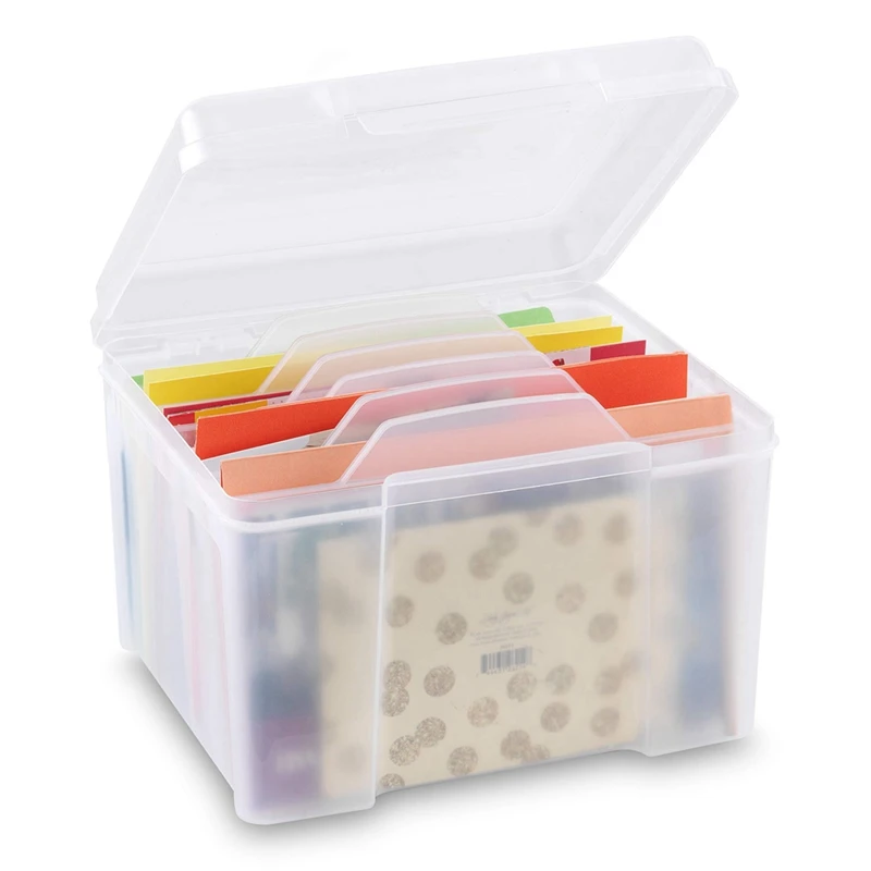 Greeting Card Organizer & Storage Box With 6 Adjustable Dividers For