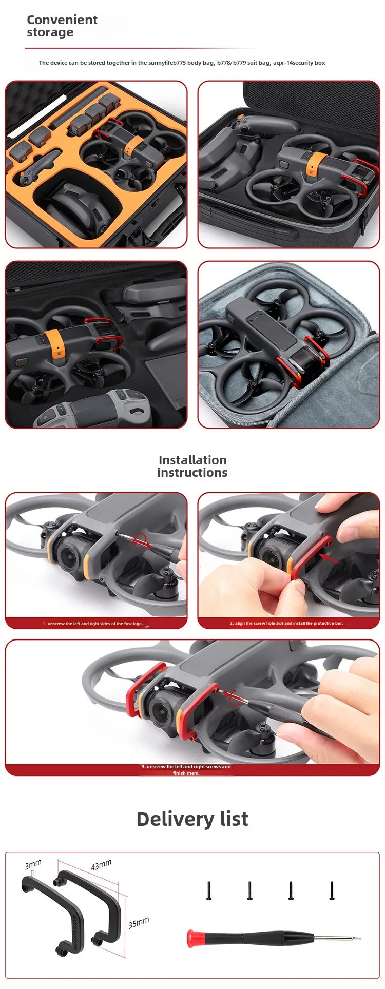 Description Picture 5 of itemDJI AVATA 2 bumper gimbal lens collision crossing machine protective bar aluminum alloy accessories