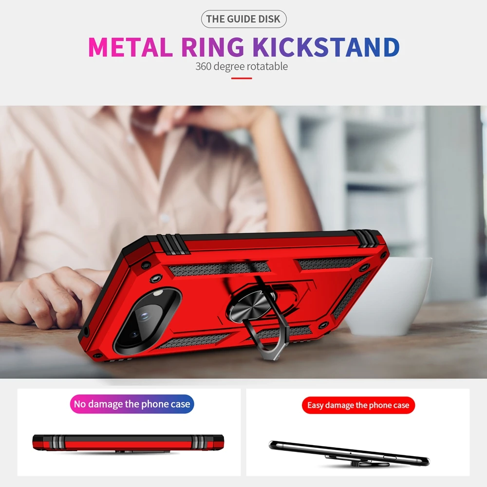 Durable Armor Shockproof Phone Case with 360° Metal Ring Holder