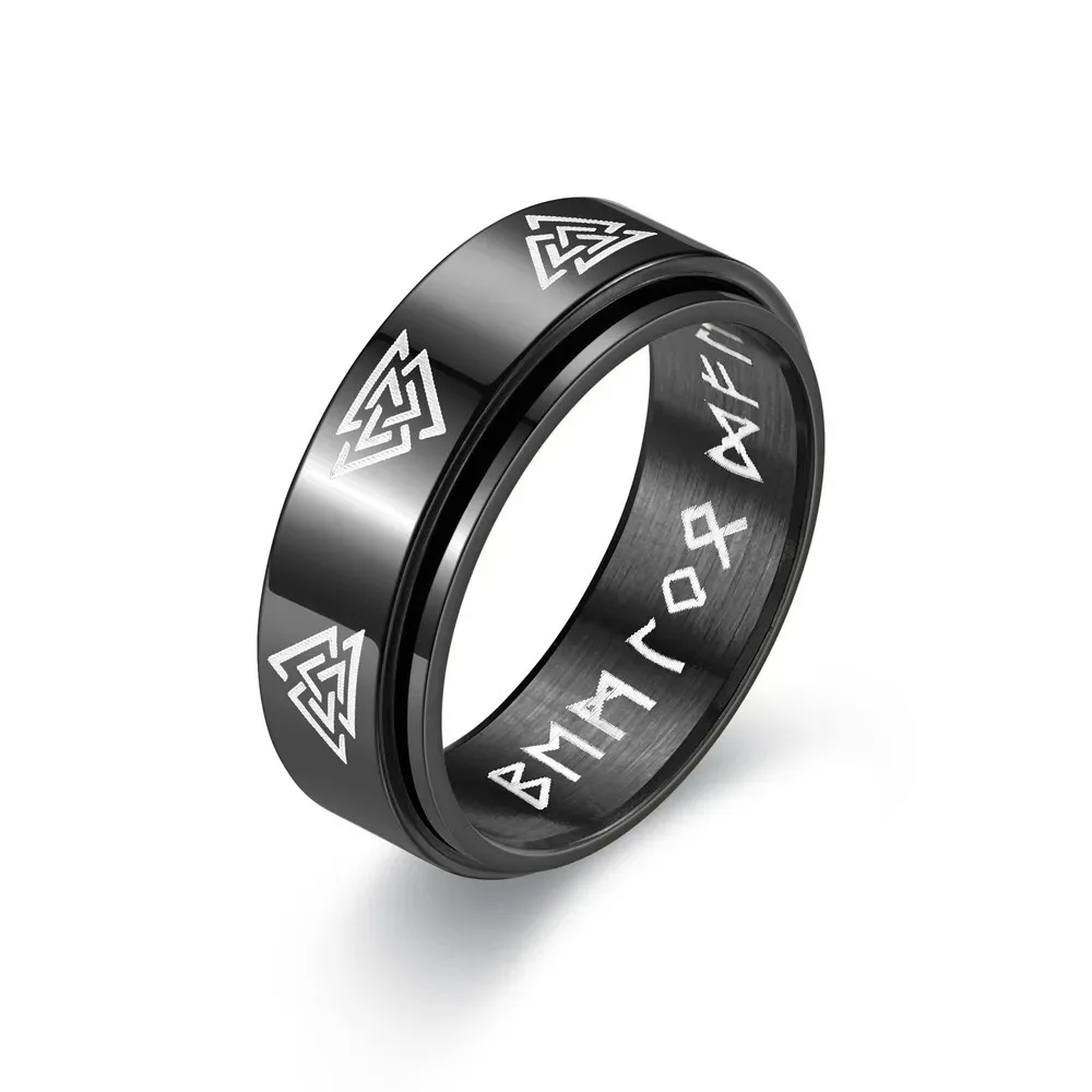 Vintage Viking Rune Rings For Men Women Retro Viking Stainless Steel Rotatable Fidget Anxiety Spinner Ring Retro Amulet Jewelry image 23