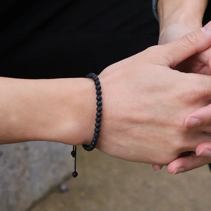 Macrame Lava Bead Adjustable Bracelet for Men and Women