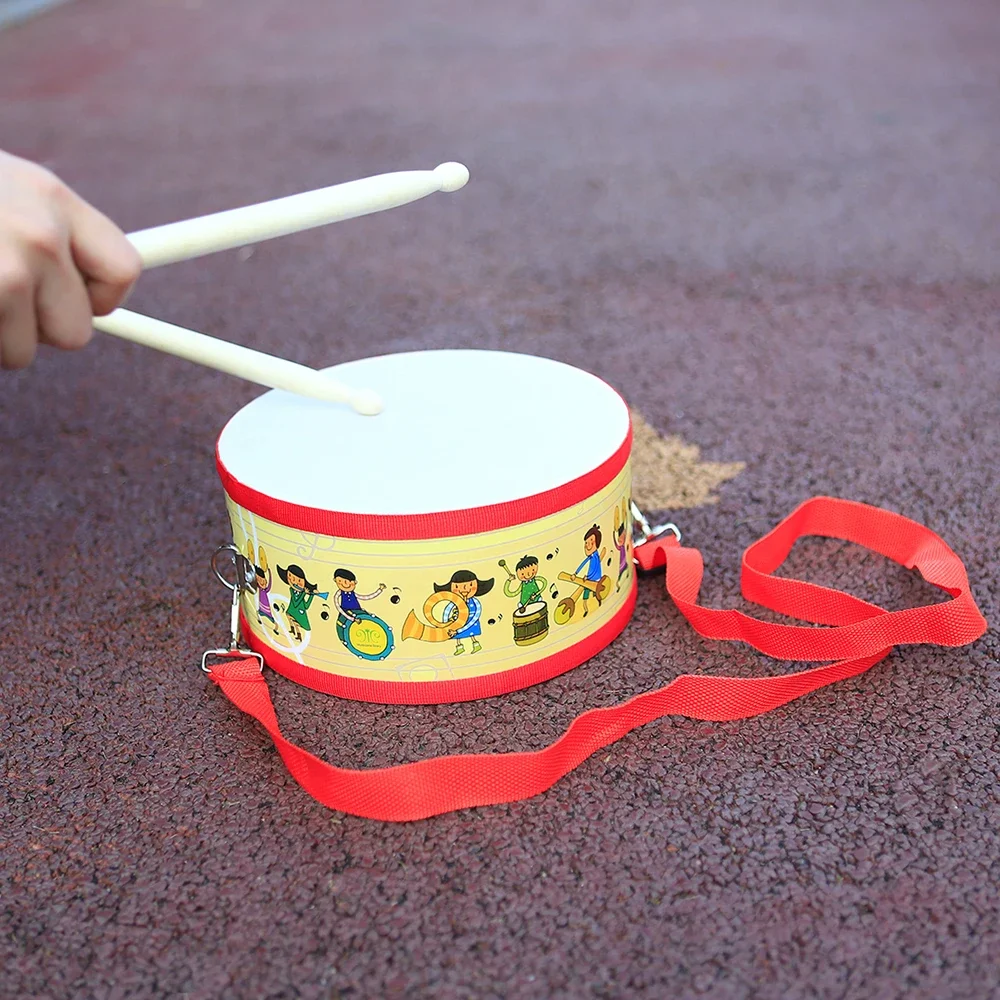 Musical Percussion Instruments Orff Cartoon Hand Drum Portable Wooden Double-sided Tambourine Kids Educational Toys