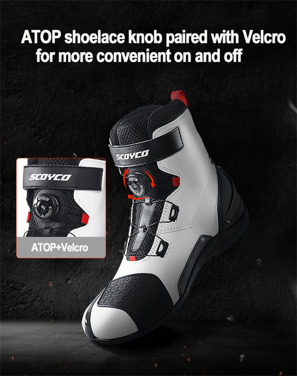 SCOYCO Motorbike Leather Boots Motorcycle Motorbike Shoes Armored Boot Protection Anti Slip Racing Sports For Men