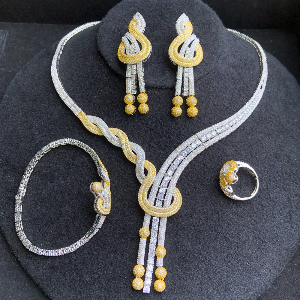 

GODKI Famous Brand Flowers Drop Luxury Indian Jewelry Set For Women Wedding Party Zircon Crystal Dubai Bridal Jewelry Set Gift