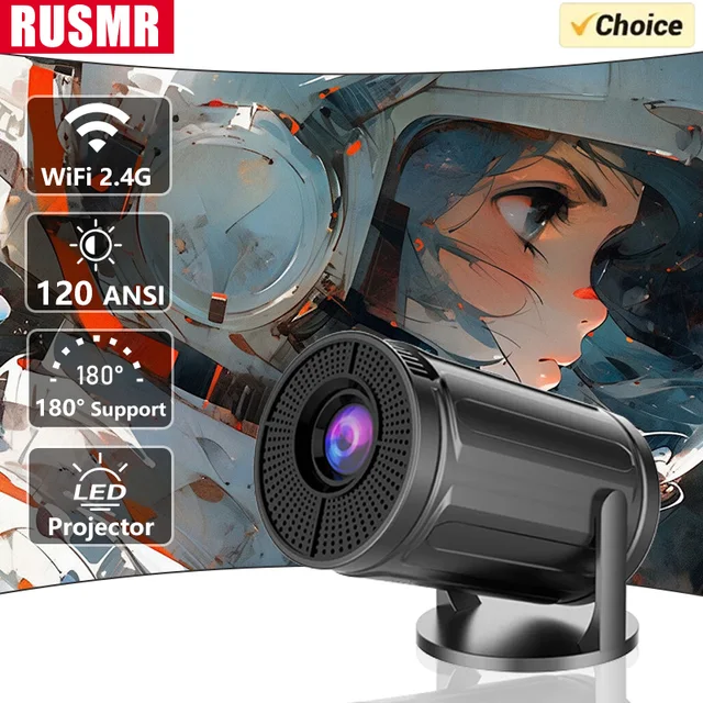 RUSMR RY008 Projector: 4K Decoding, Dual Wi-Fi 6 , 290ANSI, Allwinner H713, BT5.0 – Perfect for Home Cinema & Ou 1