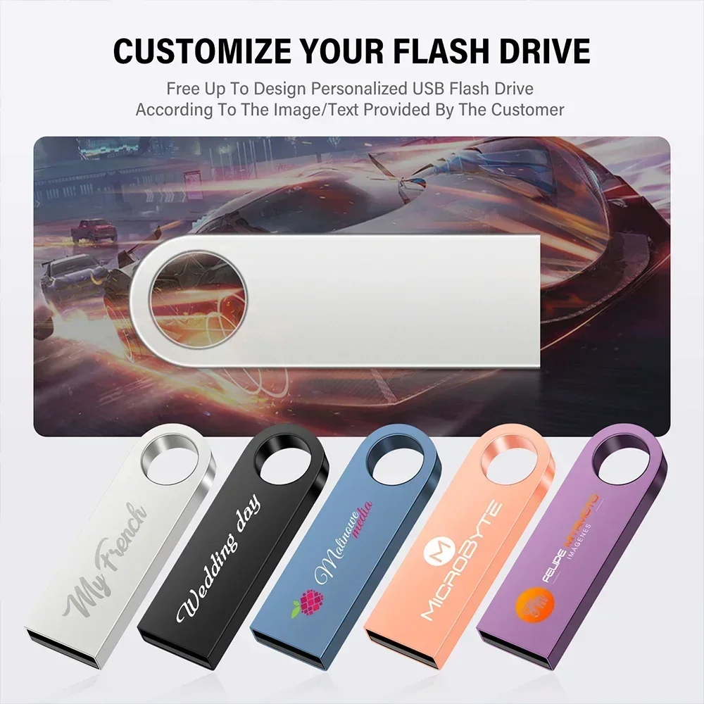 비즈니스 메탈 USB 플래시 드라이브, 무료 커스텀 로고 메모리 스틱, 고속 메모리 스틱, 32GB, 무료 키 체인, U 디스크, 16GB, 128GB, 64GB