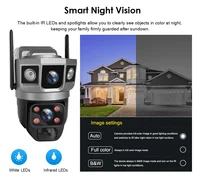 V380 Pro 12MP solaire WIFI caméra IP CCTV deux objectifs trois écrans suivi automatique extérieur 6K Surveillance de sécurité caméra PTZ 5