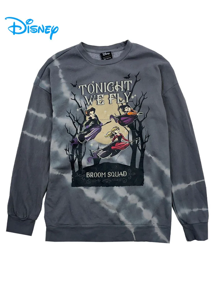 Disney Hocus Pocus The Nightmare Before Christmas Tie Dye Felpa O Neck Manica Lunga Donna Pullover In Pile Top Jumper Unisex
