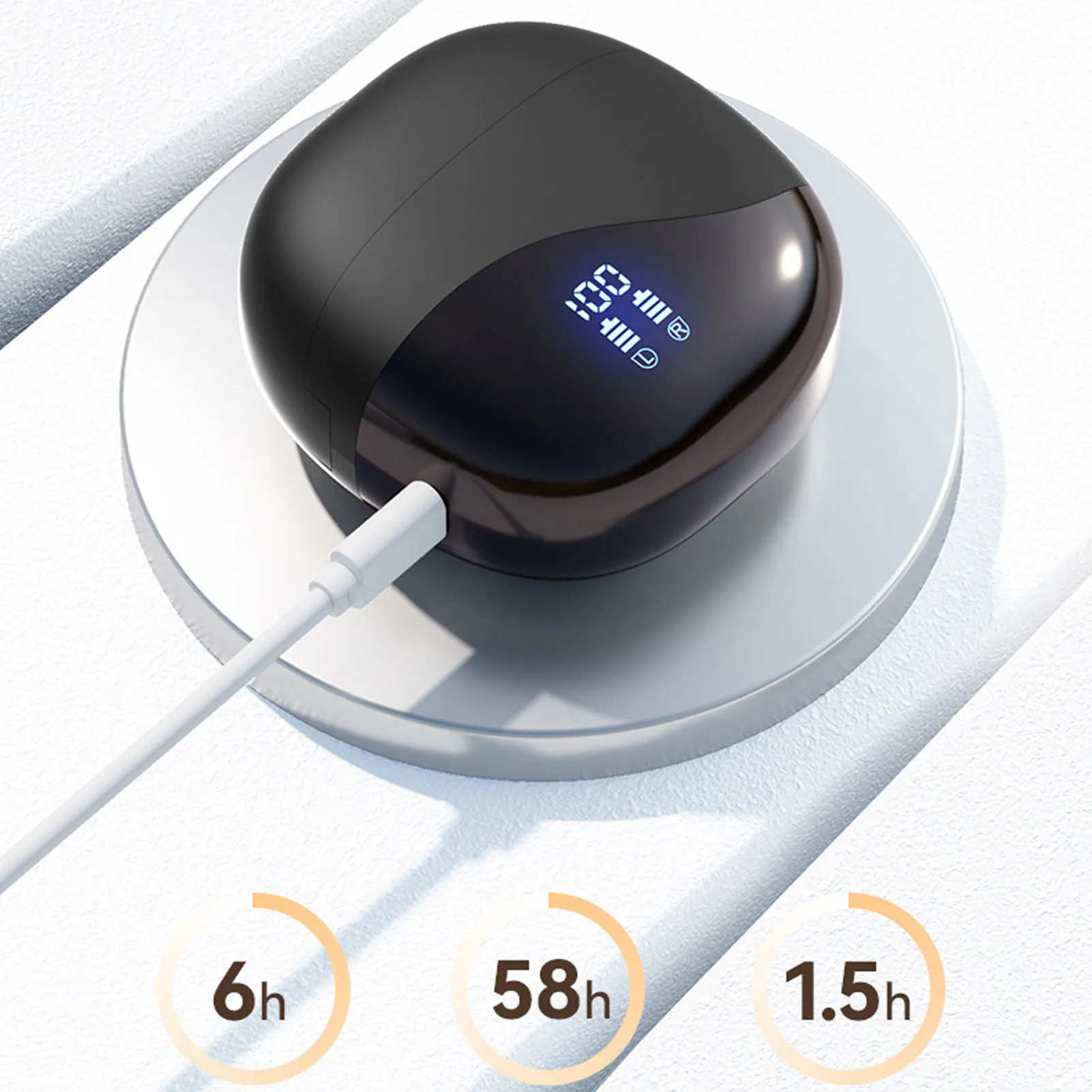 Bluetooth Earbuds Earbuds Open Air Bone Conduction 7-8H Playtime Noise Cancelling Power Digital Display for Listening To Music