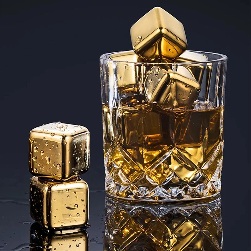 Reusable Stainless Steel Ice Cubes Quick-frozen Gold Metal Ice Pellets Cooling Stones Beer Cooler for Whisky Wine Drink Bar Tool For ice cubes whiskey stones drink cooler beer cooler