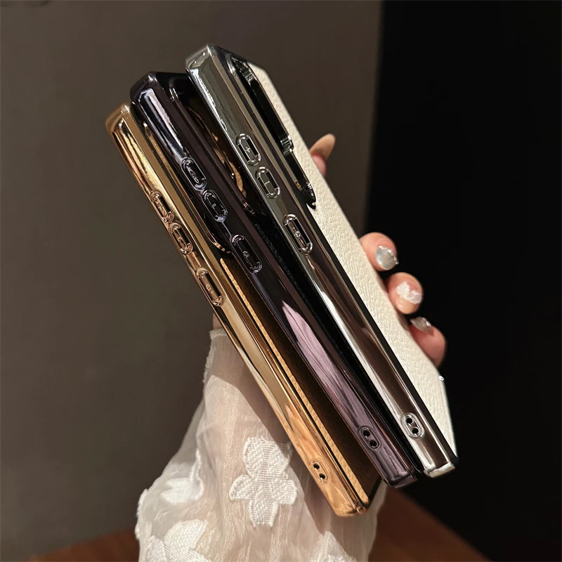 Luxury Electroplated Lychee Pattern Leather Phone Case - Matte Shockproof Cover