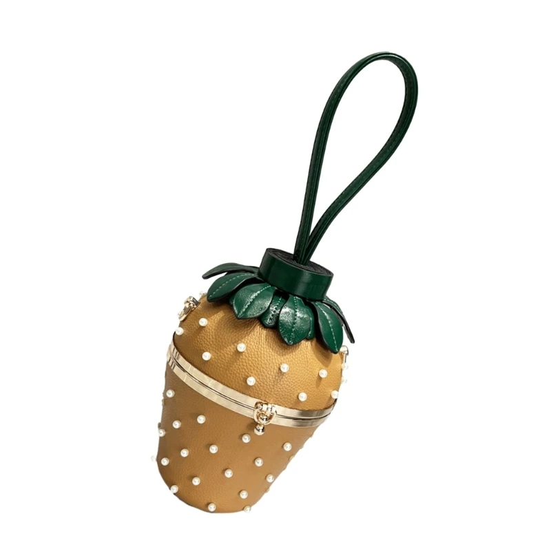 Evening Bag Strawberry Shaped Clutch Handbag with Faux Pearl Decoration for Girl E74B