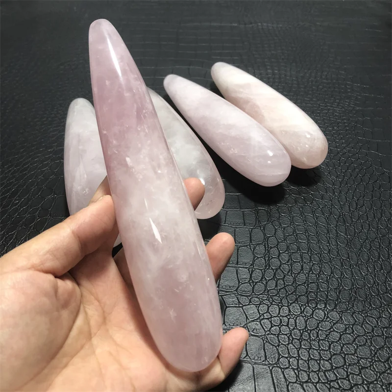Natural rose quartz crystal wand Personality pink quartz massage stick Gemstone beauty bar Healing for women gift 6