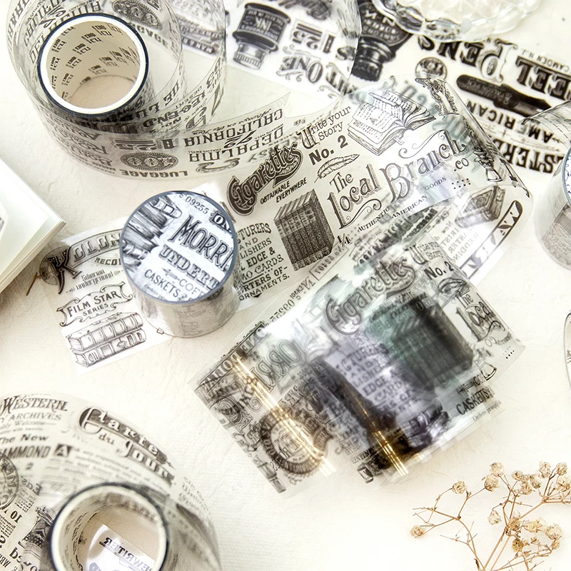 Journamm 50mm*2m Vintage PET Tapes DIY Scrapbooking Collage Junk Journal Sticker Stationery Adhesive Decor Planner Letters Tapes