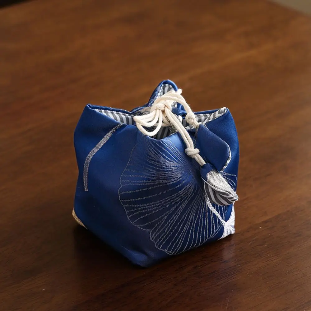 Chinese Style Teacup Drawstring Cloth Pouch Print Portable Teaware Storage Bag Multifunctional Breakage-proof 2