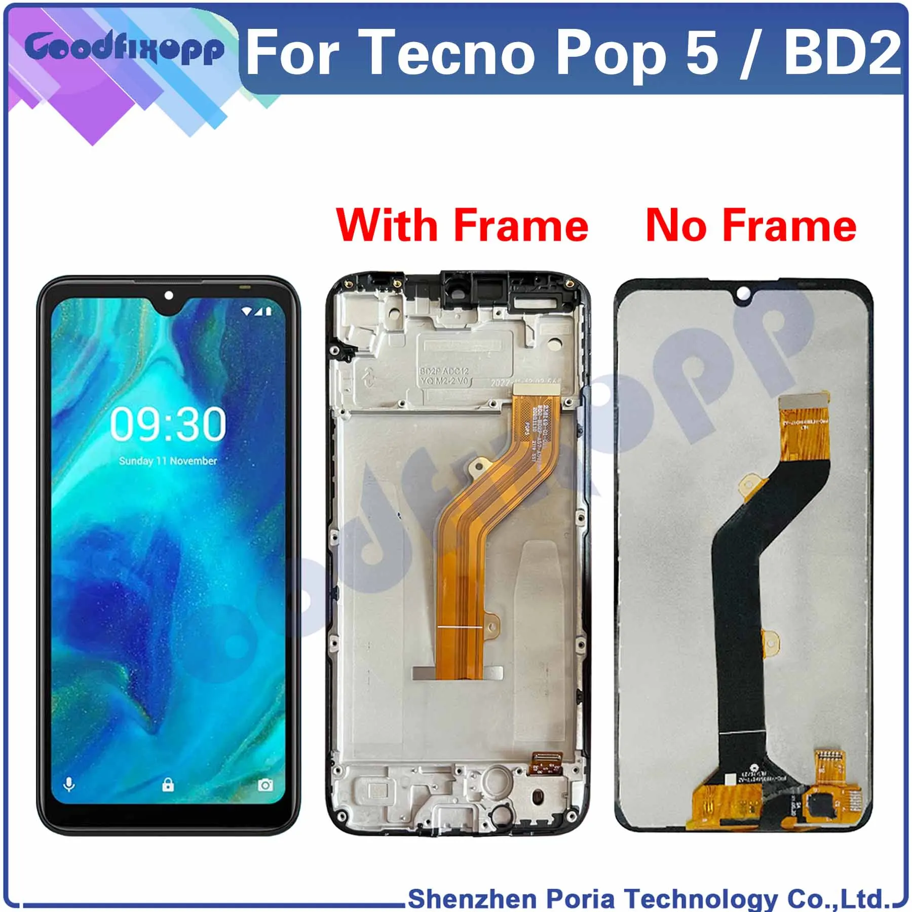 Substituição das Peças de Reparação do Conjunto do Digitador do Tela Táctil Exposição do Lcd Pnf do Tecno Bd2 100 Testado