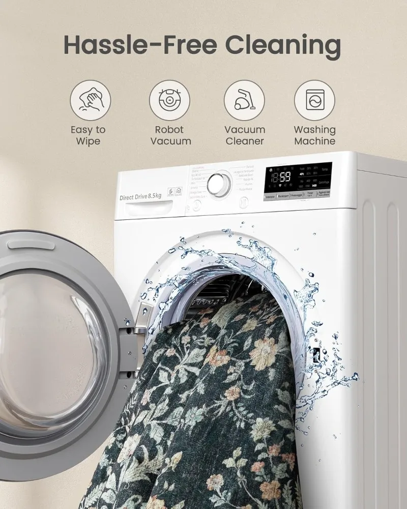 Large Area Vintage Living Room Carpet Bohemian Floral Print Bedroom Rug Machine Washable Soft Home Decor Coffee Table Mats Tapis