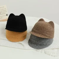 Kids Boys Girls Ears Caps 2024 New Fashion Children Cat's Ears Hat Autumn Winter Baseball Caps Horsemanship Hat For 2-6Y 2