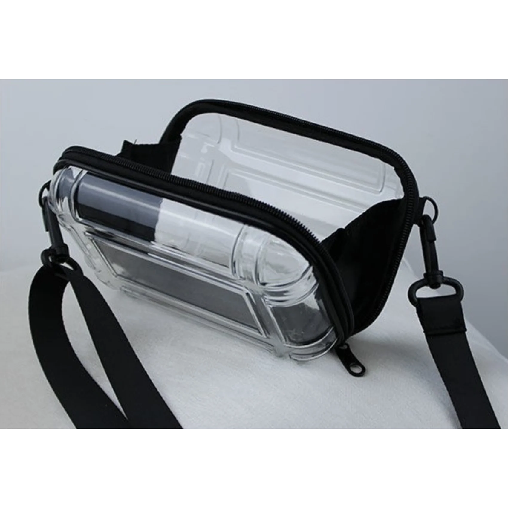 Borsa A Tracolla Trasparente Impermeabile In PVC - Piccola Borsa Per Concerti, Stadi E Viaggi, Con Cinghia Regolabile (Nero)
