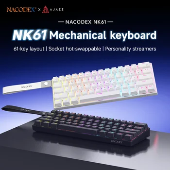 AJAZZ NK61 Teclado mecánico para juegos por cable 60% RGB intercambiable en caliente 61 teclas interruptor rojo Mini teclado para Gamer PC