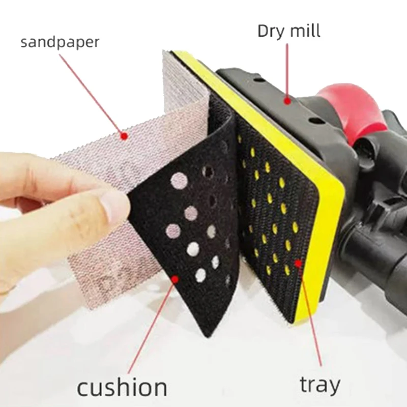 Pneumatic Sander, Pneumatic Grinder, 1 PCS Rectangular Grinding Card Chassis Pneumatic Dry Grinding Disc Pneumatic Sandpaper Machine Accessories
