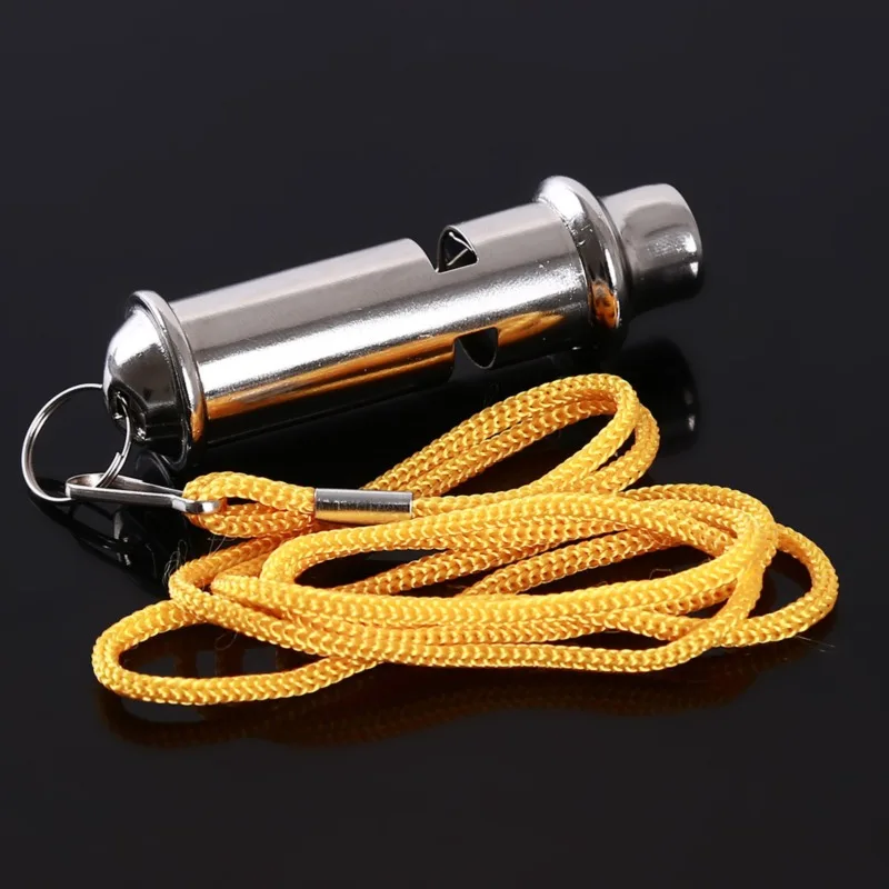Description Picture 4 of item1Pcs Metal Whistle Travel Whistle Lifesaving Whistle Referee Sport Rugby Party Outdoor Whistle Training Yellow Lanyard
