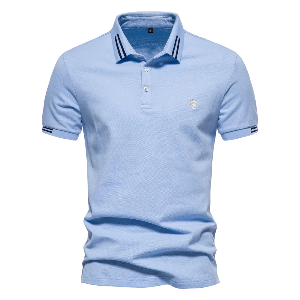 AIOPEON 100% Cotton Men's Solid Color Short Sleeve Polo Shirt - Casual Summer Designer Wear