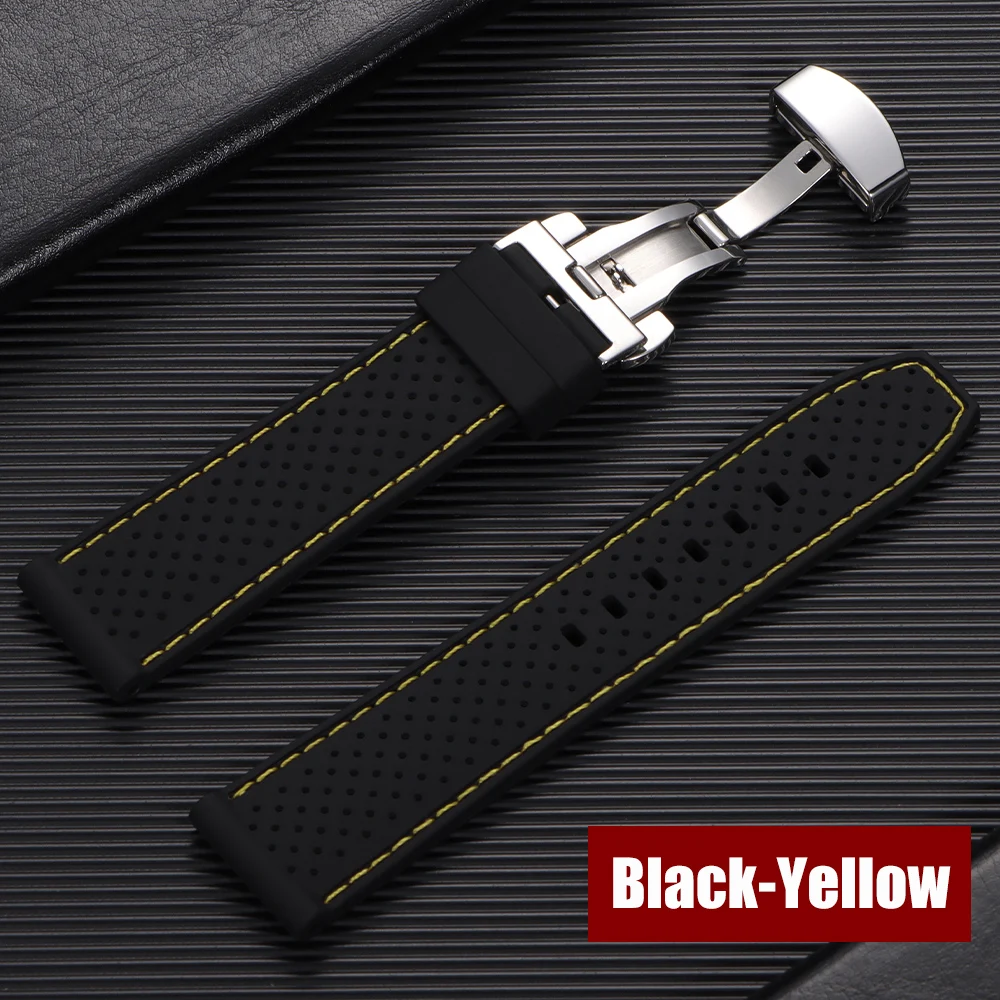 Deluxe Waterproof Silicone Watch Band with Butterfly Buckle - Soft, Breathable Strap Replacement