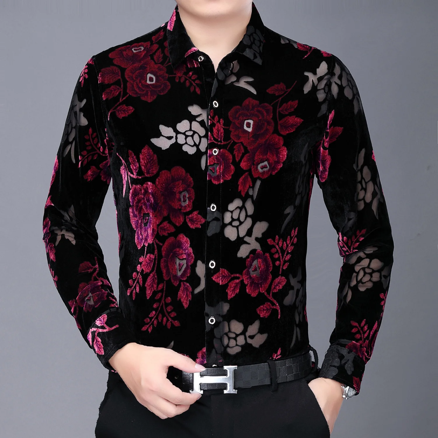 Shirt Flowers Men Red Mens Luxury Shirts Floral Red Floral Shirt Men Luxury Red Aliexpress