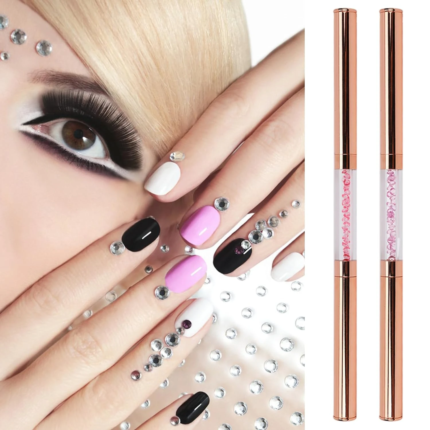 Exquisite Gorgeous Gemstone Nail Art Kit: Effortless Precise Application Dual-Ended Pen for Shimmering Rhinestones, Sparkling St
