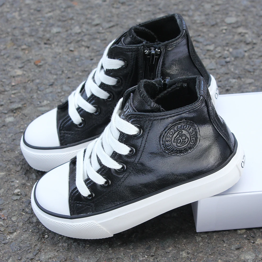 9051 Modische und Trendige Atmungsaktive Kinder-Boardschuhe für Jungen und Mädchen, Schnürschuhe für Kinder, High-Top-Schuhe mit – Detail 2