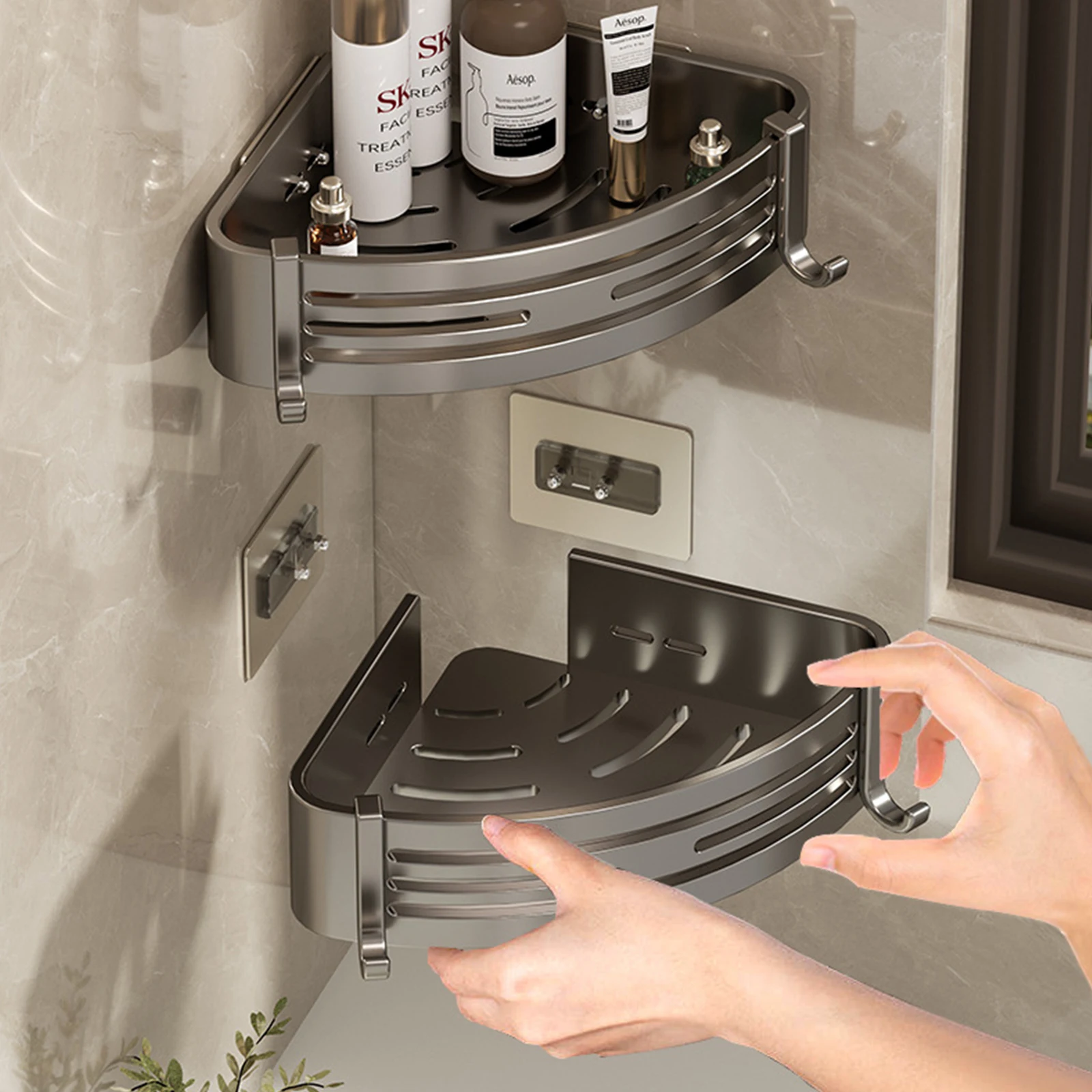 Bathroom Shelf for Shower Wall Mounted Shampoo Bottle Orangizer Shower Corner Rack Storage Punch-free Bathroom Accessories 2