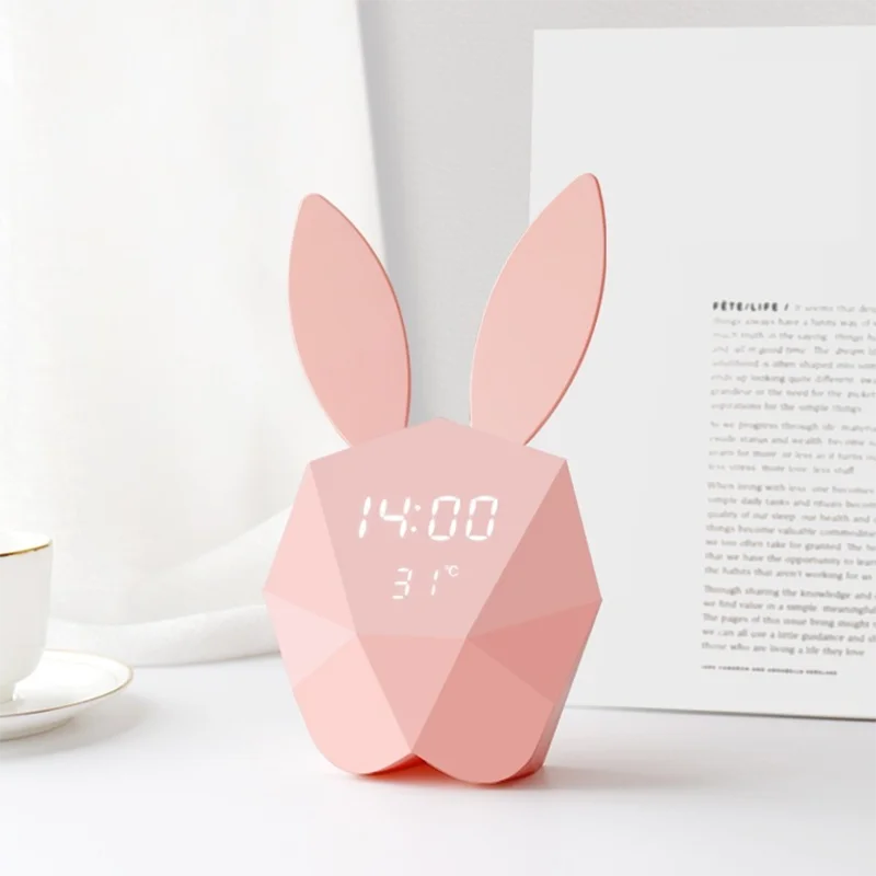 Kawaii Alarm Clock Bedroom Night Silent Led Alarm Clock Cute Luminous