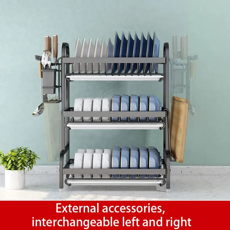Heavy-Duty Steel Dish Drying Rack For Kitchen Cabinet Countertop Storage Organizer Space-Saving Tableware Accessory Holder 4