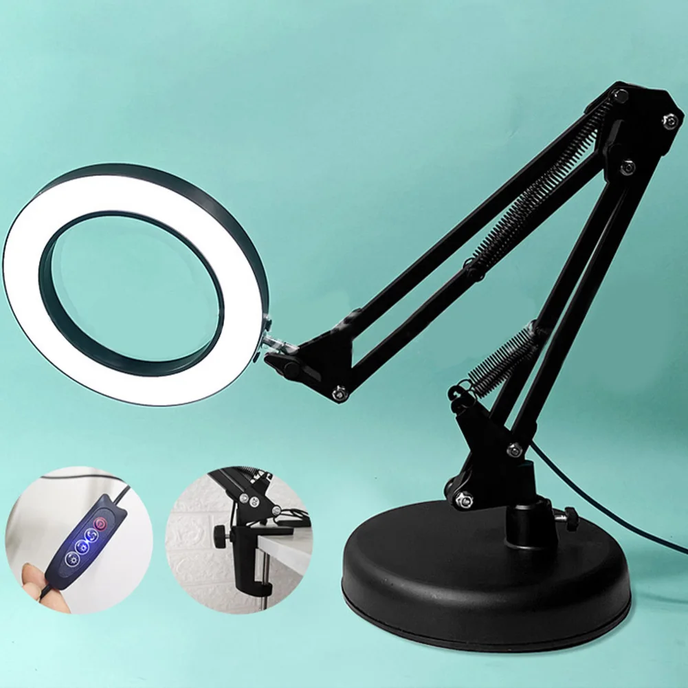 

2-in-1 Magnifying Glass Lamp With 3 Color Modes Desk Lamp 3000K~6500K Color Temperature Dimmable LED Magnifier Light For Crafts