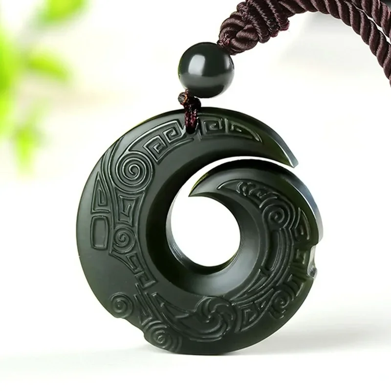 Natural Hetian Jade Pendant Necklace Jadeite Jewelry Men Gifts Buddhist Lucky Carved Fashion Charm Women Amulet pendant necklace