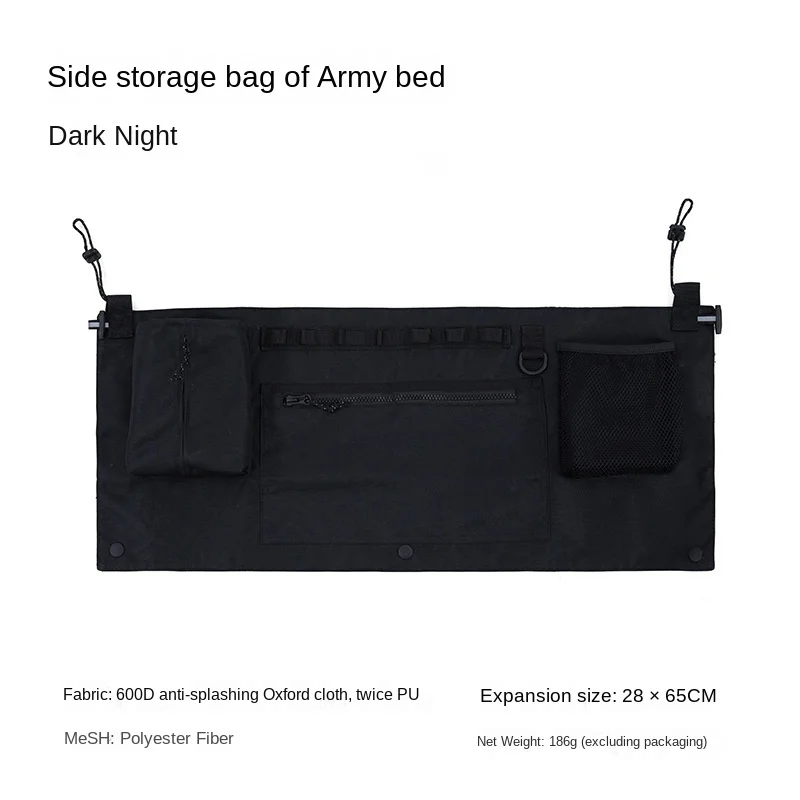 

Camp Bed Storage Bag Black Multi-Functional Camping Equipment Accessories Sundry Bag Large Capacity Camp Bed Side Storage