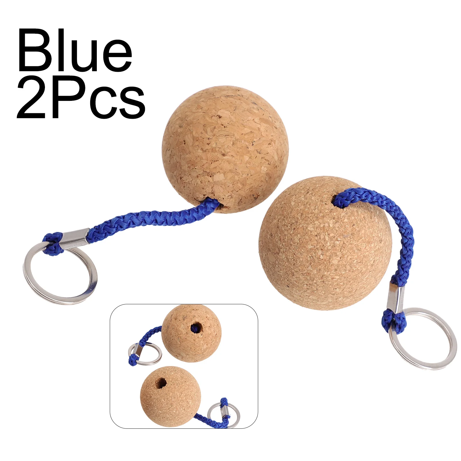 

Keep Your Keys Afloat And Secure With 2x 50mm Floating Cork Ball Key Ring, Strong Rope, For Sailing And Kayaking