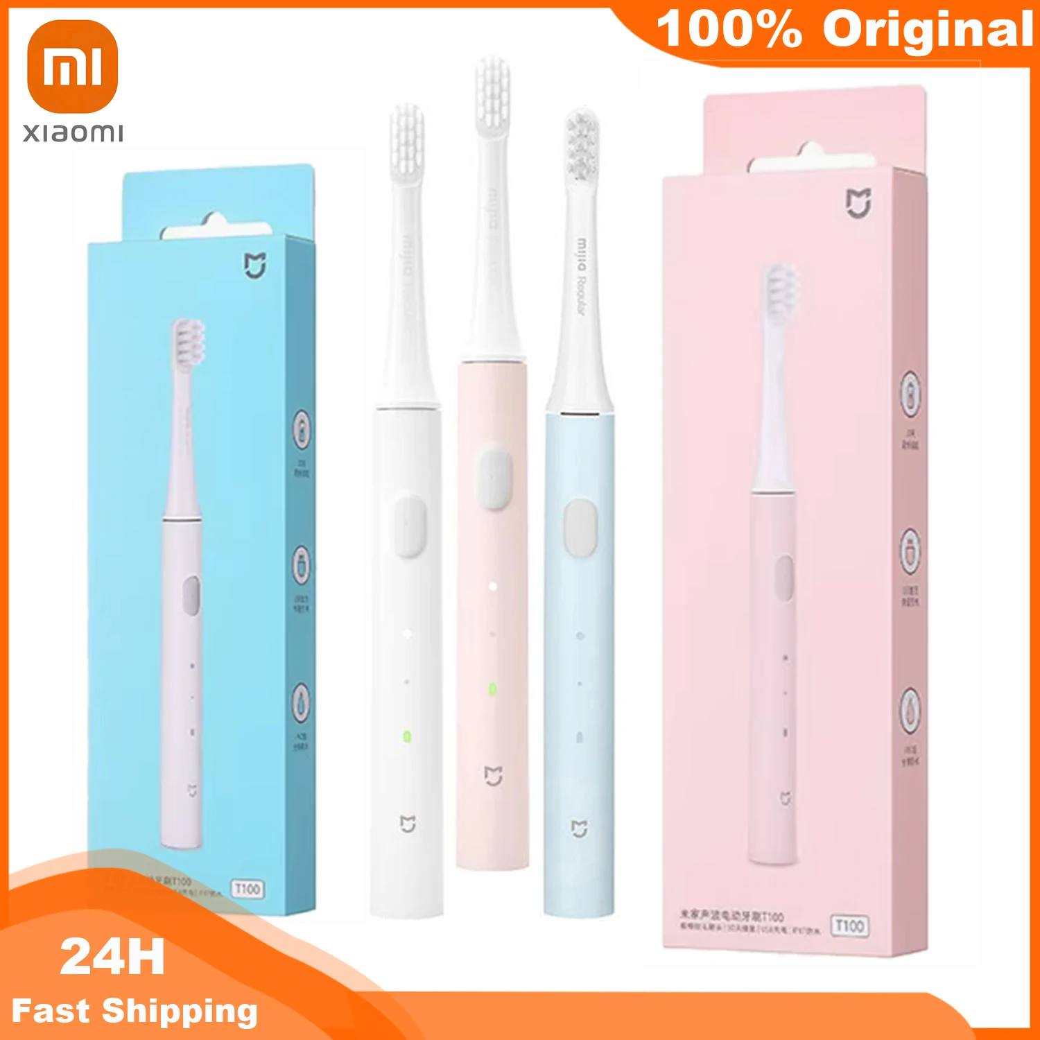 Original XIAOMI MIJIA T100 Sonic Electric Toothbrush USB Rechargeable Toothbrushes Waterproof Tooth Brush Ultrasonic Automatic
