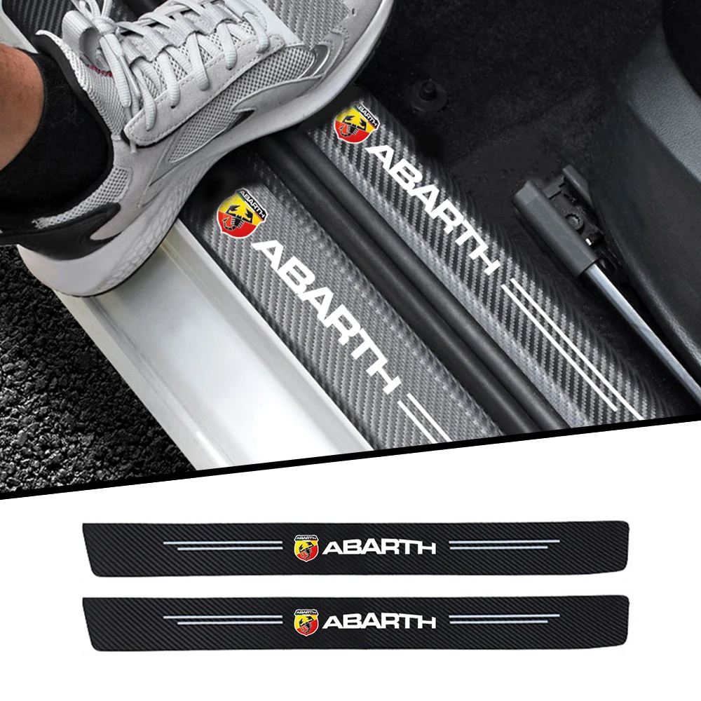 4Pc Car Sticker Door Piastra Davanzale In Fibra Di Pelle Di Carbonio Per Fiat Abarth 595 Abarth 500 Abarth 124 Spider Car