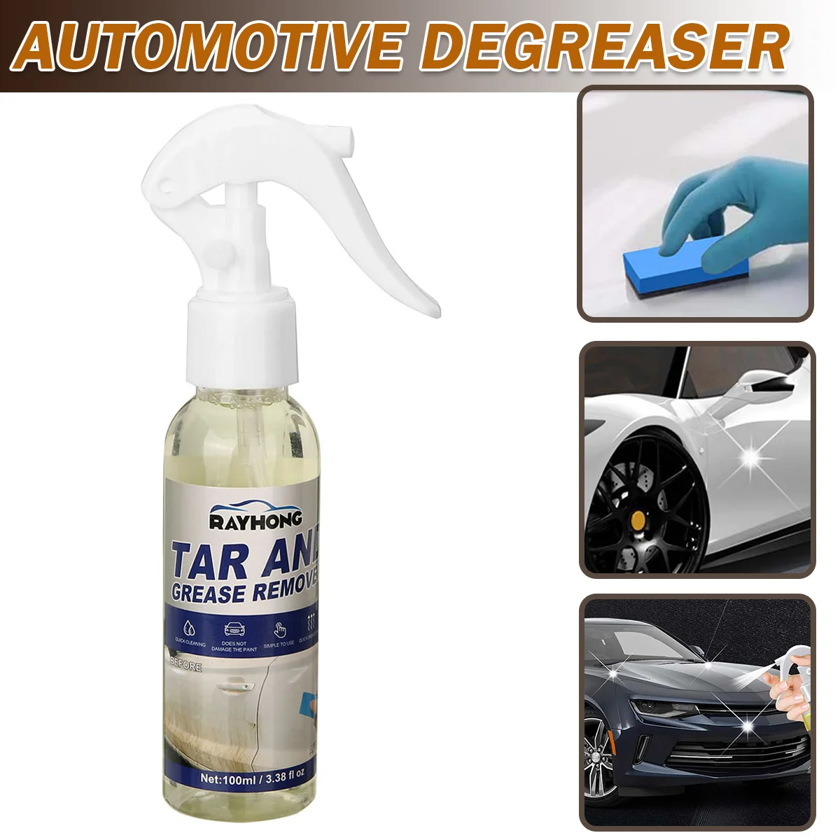 

Mayitr 1pc 100ml Car Oil Tar Grease Remover Universal Automobile Cleaning Spray Kitchen Home Degreaser Dilute Dirt Cleaner