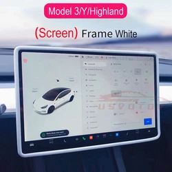 Tesla Screen Edge Protector - Interior Display Frame Cover & Center Console Decoration (Screen Frame White)