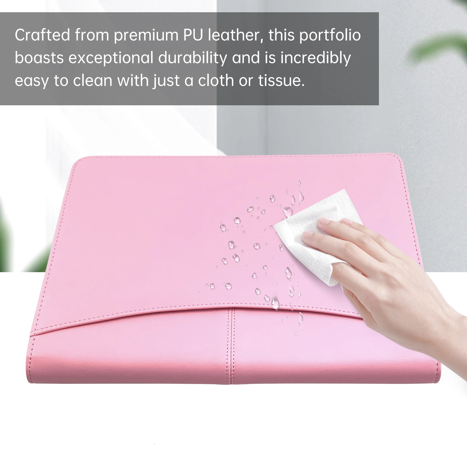 지퍼형 Padfolio A4 PU 가죽 포트폴리오 정리함, 계산기 포함, 인터뷰 이력서 문서 플래너, 일정 거치대