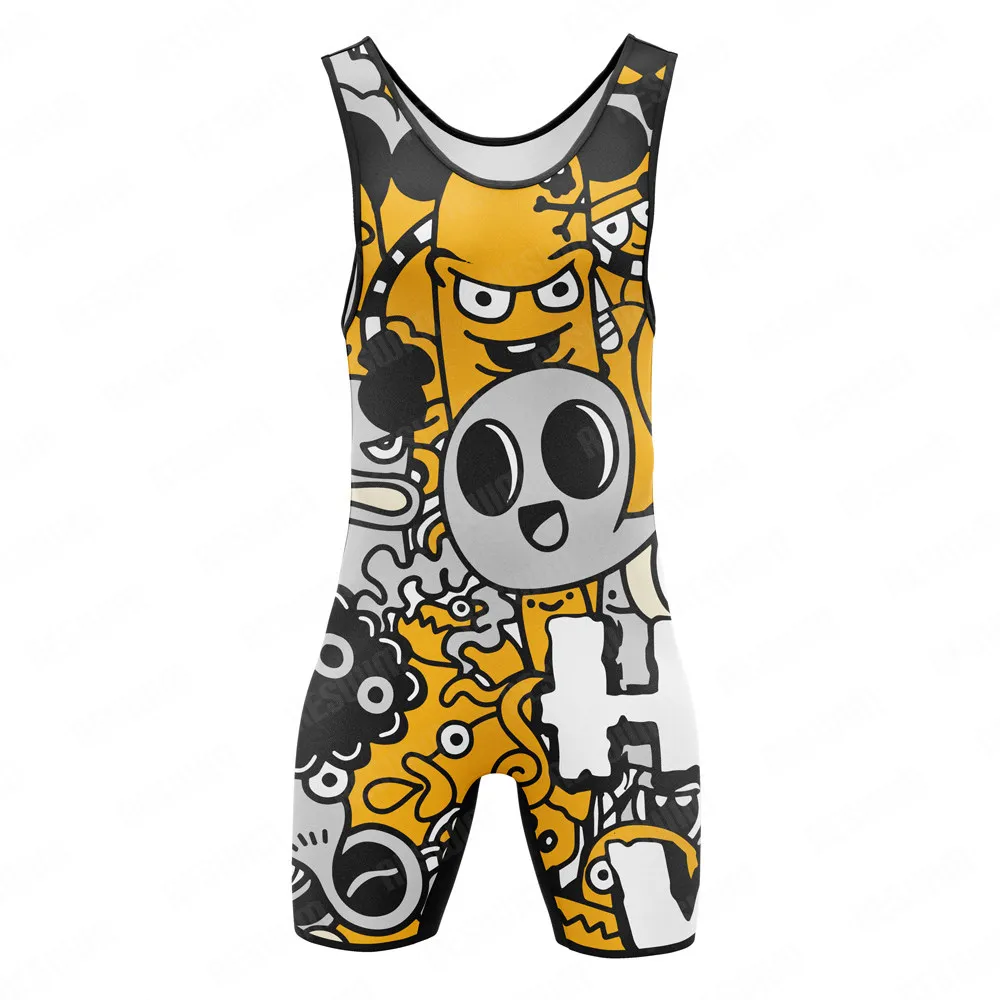 Men's Wrestling Singlets Suit Fitness One Piece Sleeveless PowerLifting Sports Bodysuit Weightlifting Skinsuit Undershirt
