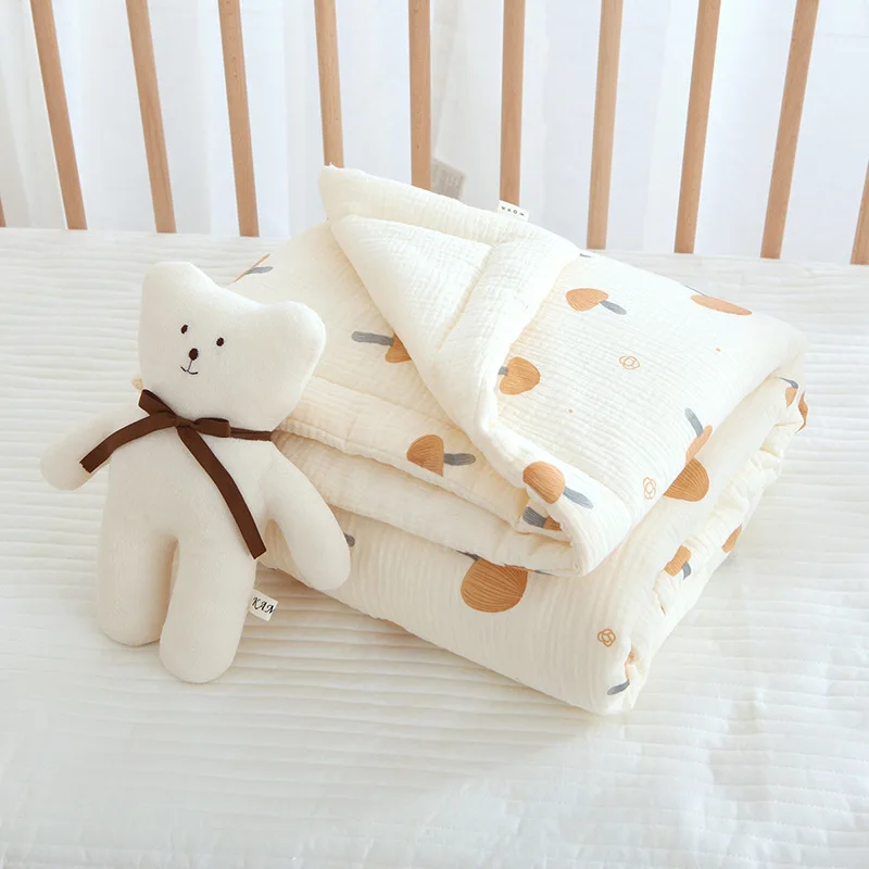Winter Quilt for Baby Crib Soft Infant Bedding Muslin Baby Comforter Thick Blanket Kindergarten Children's Bed Quilts 110X130cm