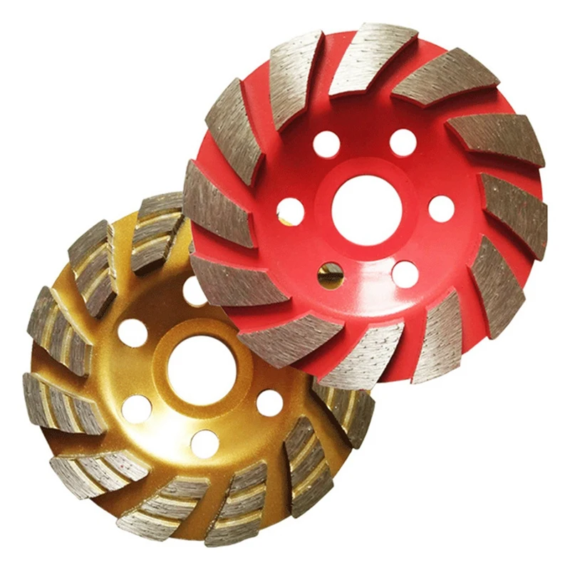 

2 PCS Diamond Angle Grinder Grinding Disc Yellow & Red Steel 100Mm Cement Stone Concrete Bowl Grinding Disc Cutting Tool