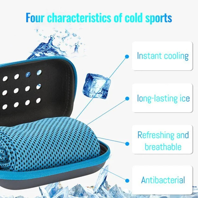 Quick Drying Cooling Towel Soft Breathable Chilly Sweat Absorption Cold Towel with Storage Box Sports Running Yoga Gym Club 2
