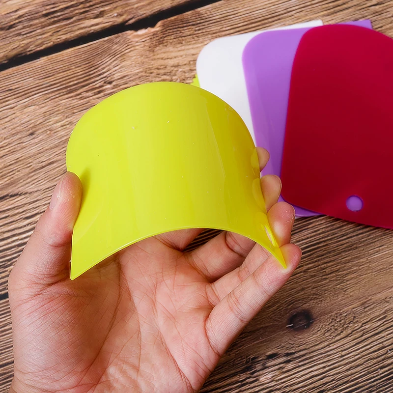 Set di 8 pettini per decorazione torte, raschietti per torte con bordo a strisce trasparenti, strumento fai da te con raschietto in silicone blu, raschietto per impasto con bordo frastagliato